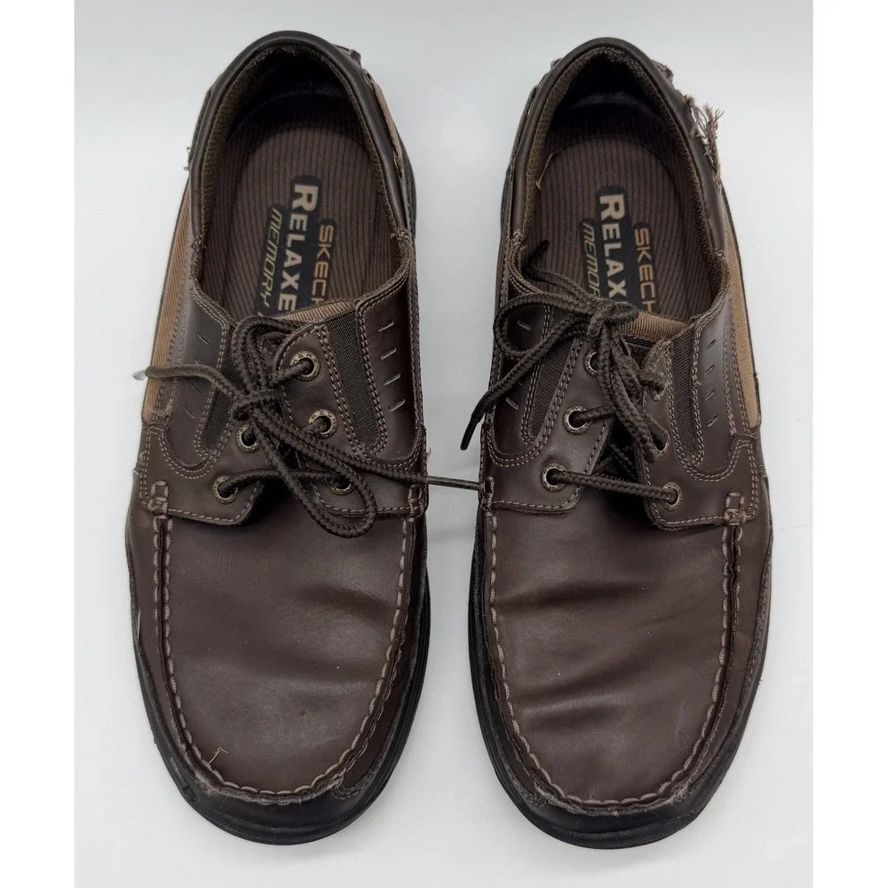 Skechers Shoes Men's Sz 11 Brown Expected Gembel Relaxed Fit Leather Boat Memory